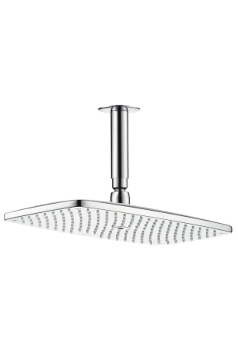 Hochwertige Kopfbrause mit Deckenanschluss in Chromausführung. Zentrale Regenfontaine von Hansgrohe mit gleichmäßiger Wasserverteilung.